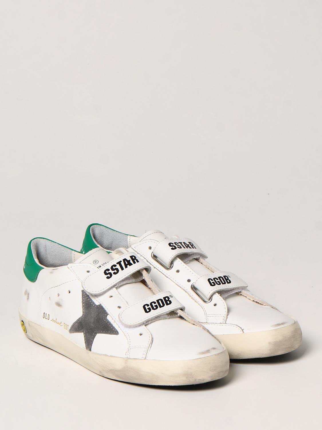 Old School Sneakers With Gold Laminated Leather Star Golden Goose ...