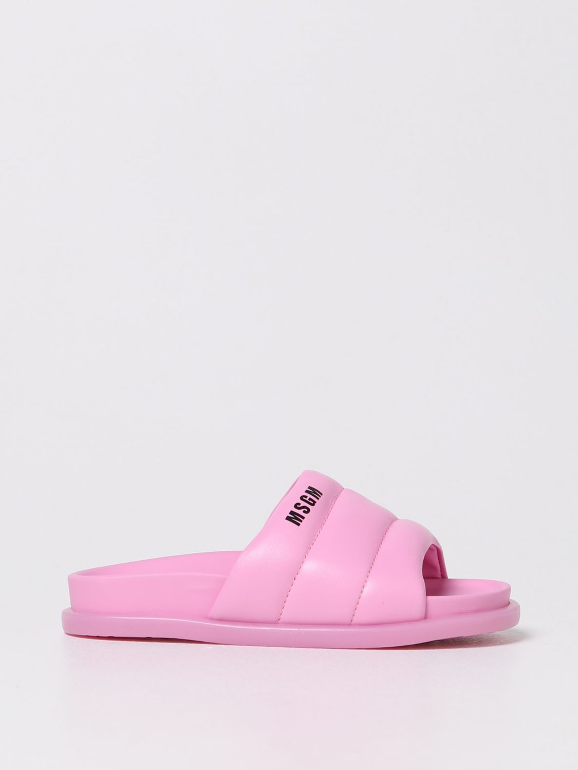 Shop Msgm Sandals In Quilted Leather In Pink