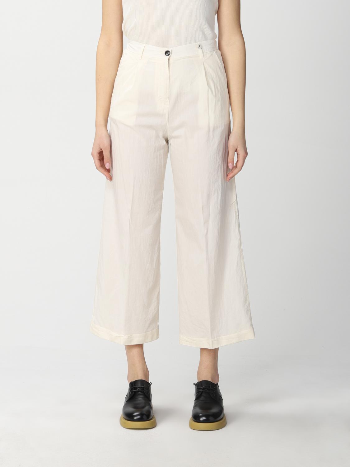MYTHS: Ampio alla caviglia cotone e seta - Panna | Pantalone Myths D19274  GIGLIO.COM