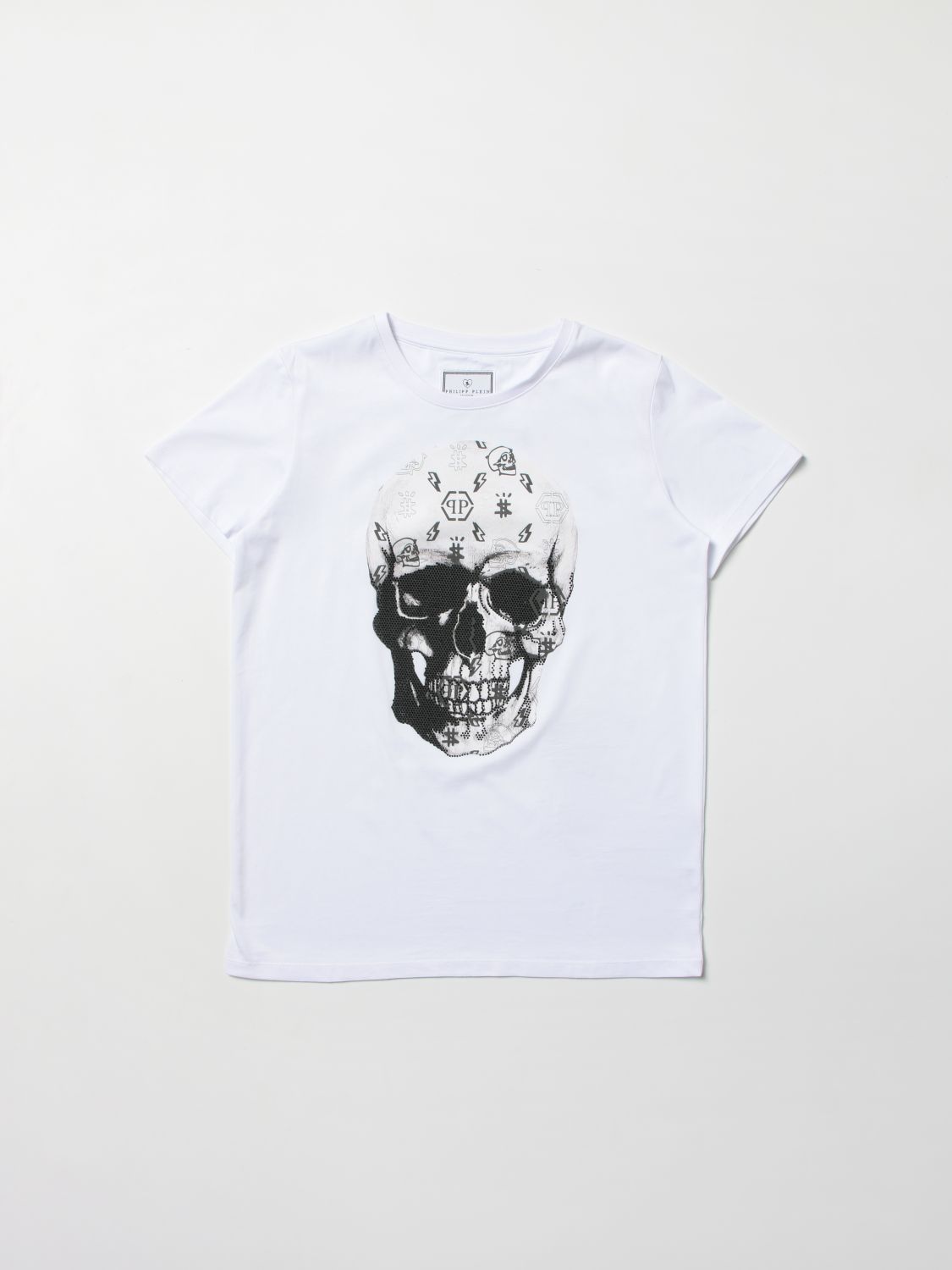 Philipp Plein Kids' T-shirt With Skull Print In White