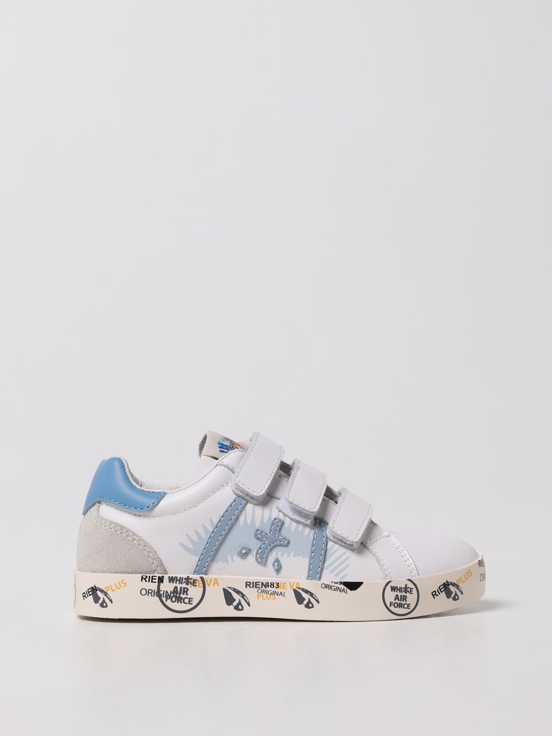 Premiata Kids' Andy Touch-strap Sneakers In White