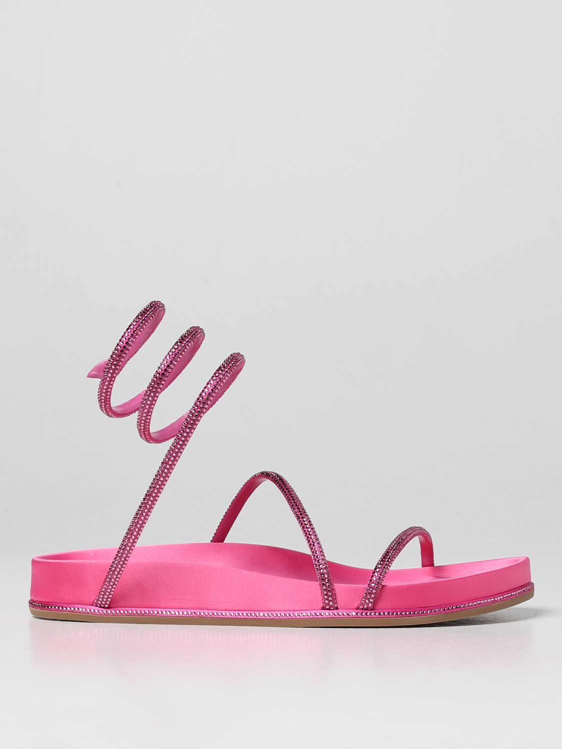 Hen Aktentas tempel RENE CAOVILLA: Gisele René Caovilla sandal in satin with rhinestones - Pink  | Rene Caovilla flat sandals c11342020r001v466 online on GIGLIO.COM