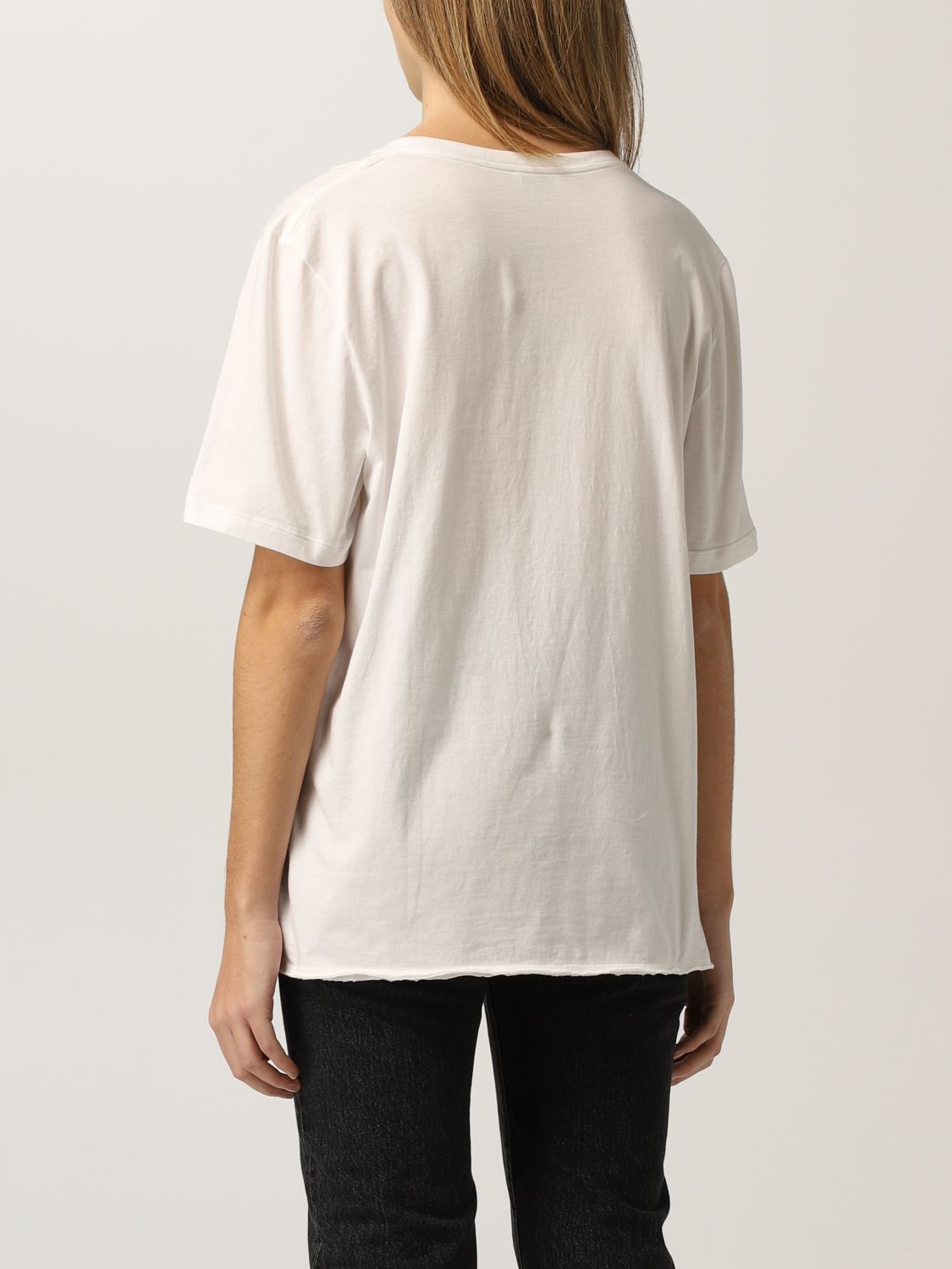 T-Shirt Saint Laurent: Saint Laurent cotton t-shirt with print yellow cream 2
