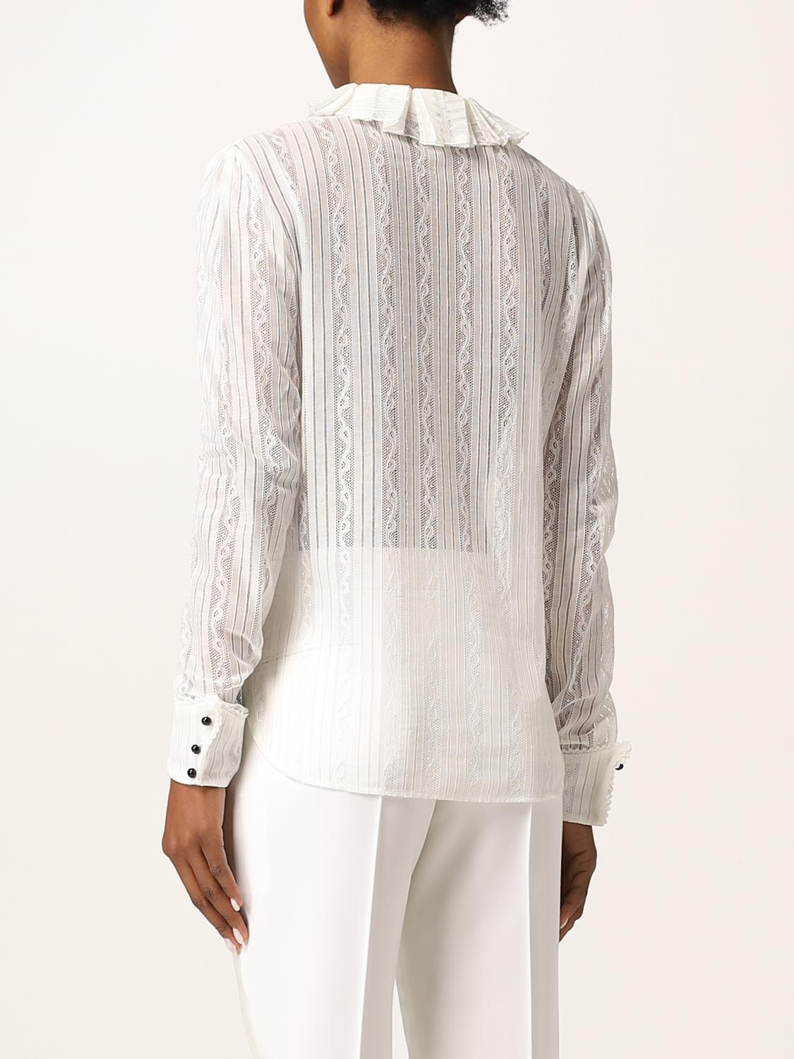 SAINT LAURENT: Chemise en dentelle - Blanc | Chemise Saint Laurent ...