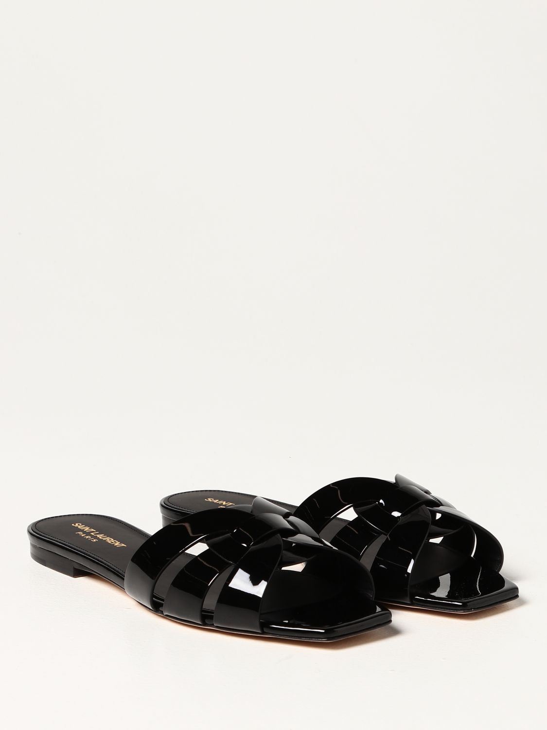 Flat sandals Saint Laurent: Saint Laurent Tribute patent leather sandals black 2