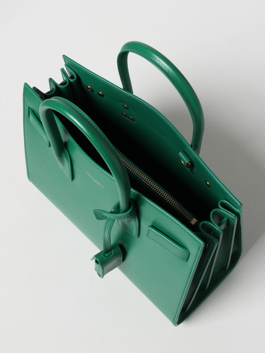 SAINT LAURENT: Classic Sac de Jour Baby leather bag - Green