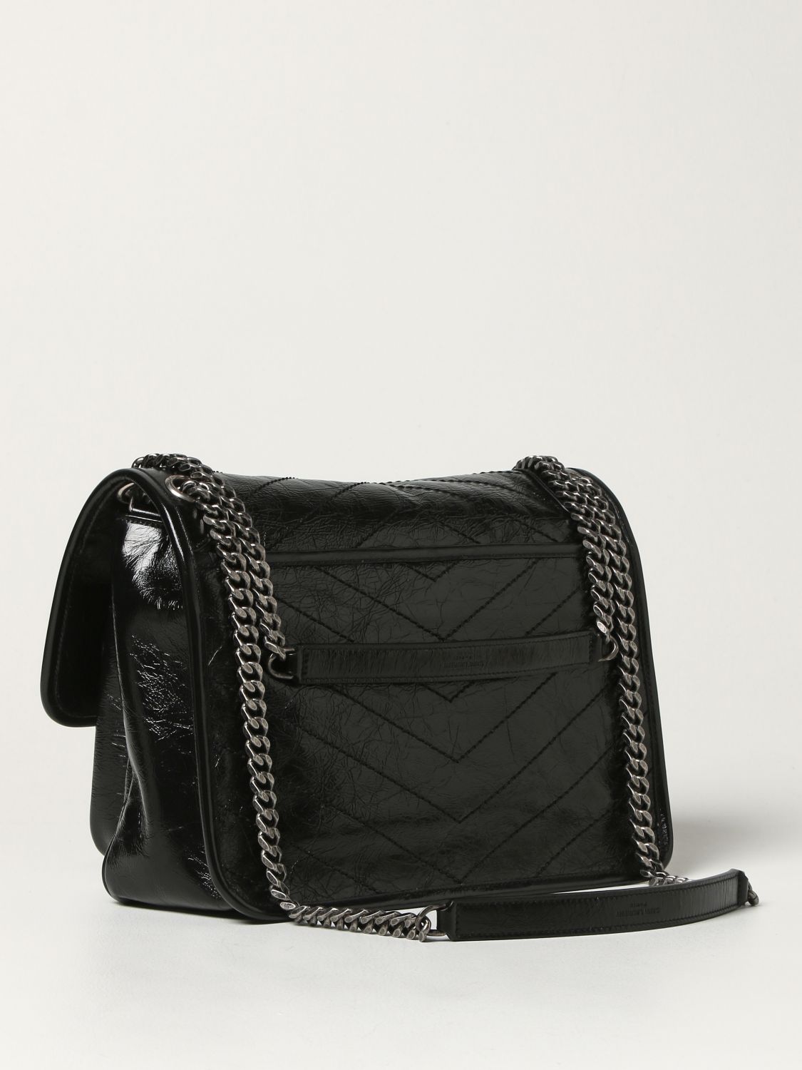 SAINT LAURENT: Niki Medium wrinkled effect leather bag - Black | Saint ...