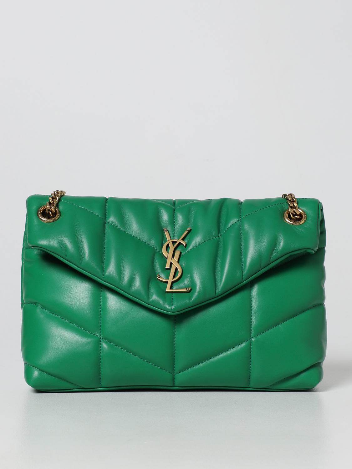 SAINT LAURENT Puffer Small matelassé bag Green Saint Laurent