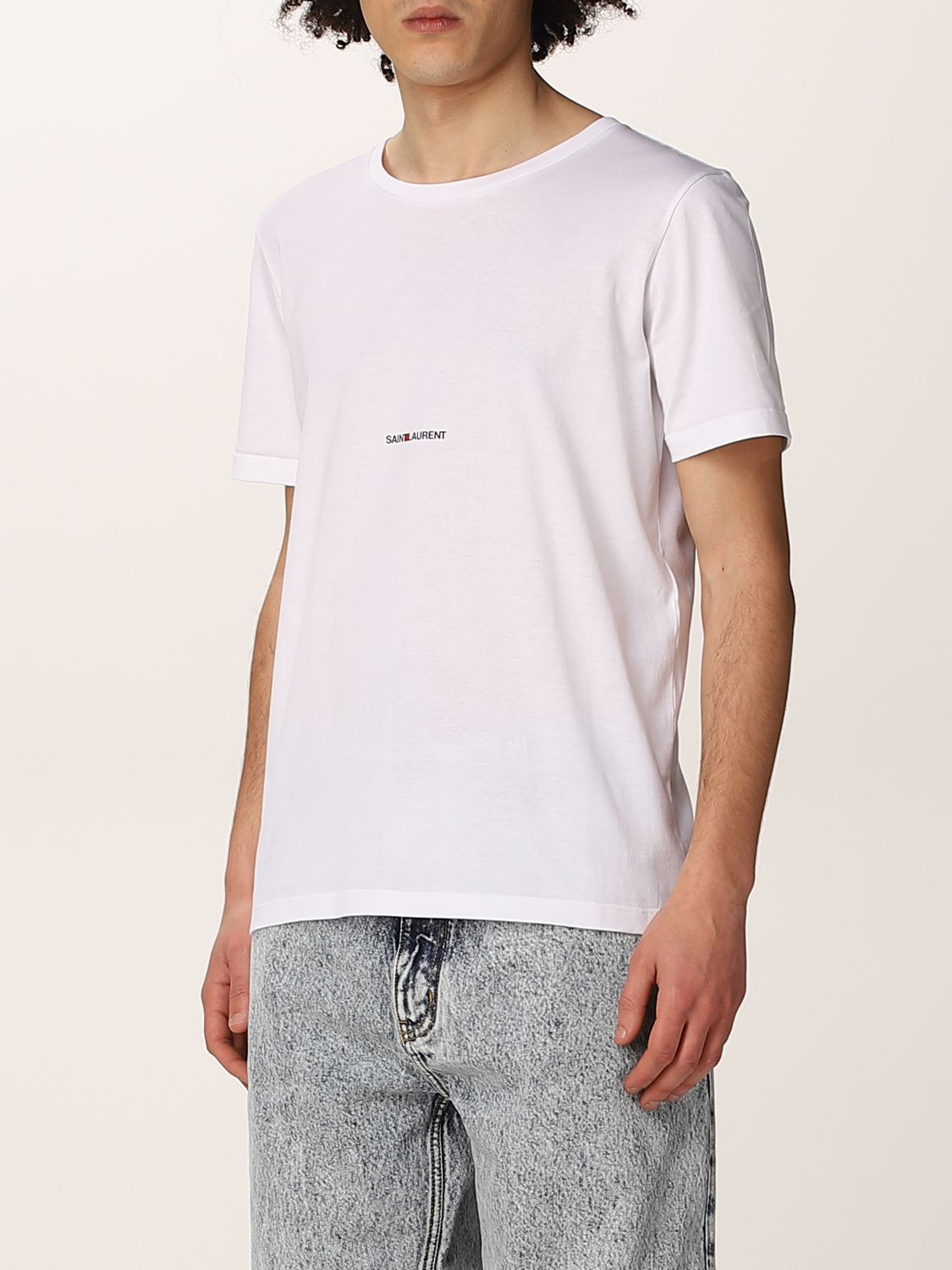 T-shirt Saint Laurent: Saint Laurent cotton t-shirt with logo white 4