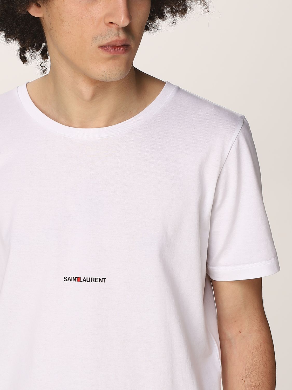 T-shirt Saint Laurent: Saint Laurent cotton t-shirt with logo white 5