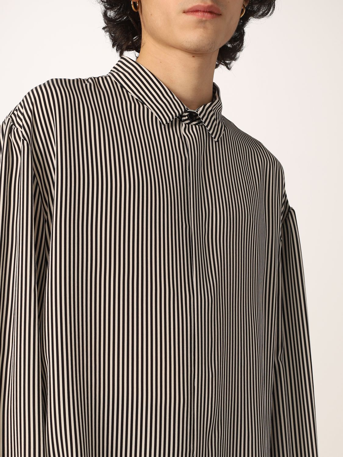 Saint Laurent Striped Monogram Shirt - ShopStyle Tops