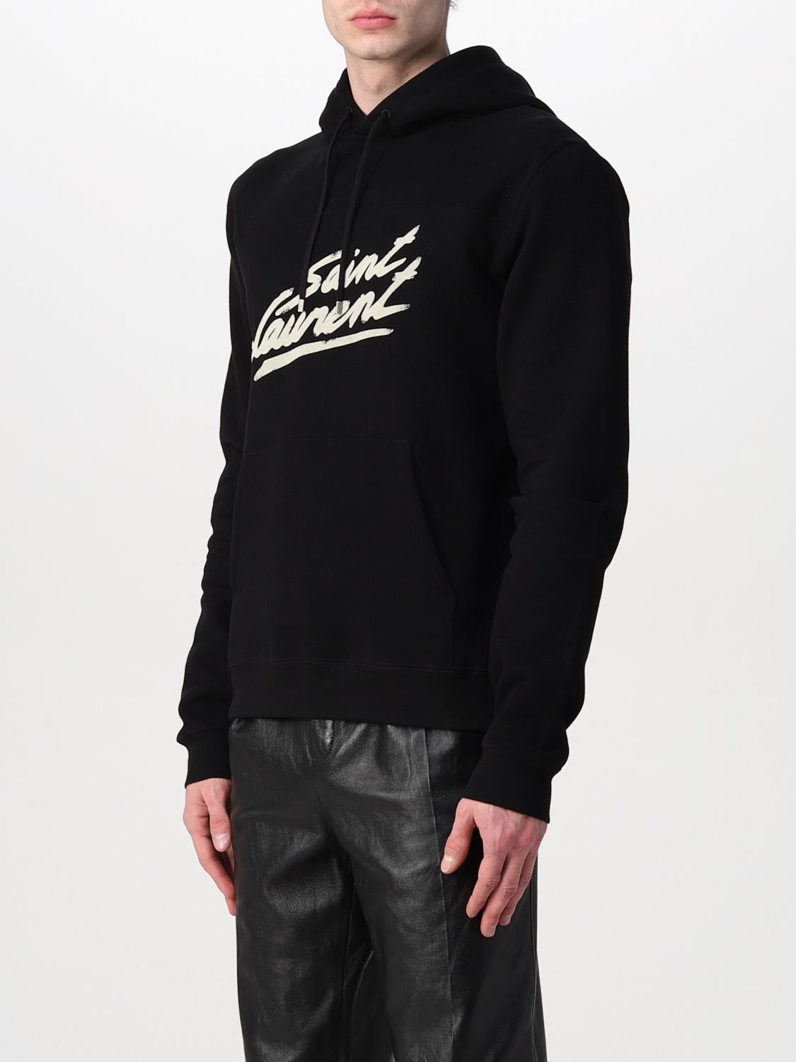 Sweatshirt Saint Laurent: Saint Laurent cotton blend hoodie with maxi logo black 4