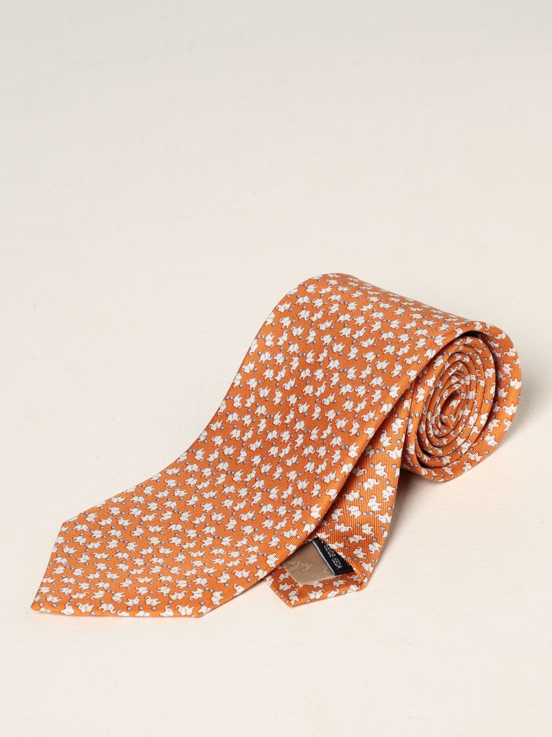 Tie Salvatore Ferragamo: Salvatore Ferragamo silk tie with elephants pattern orange 1