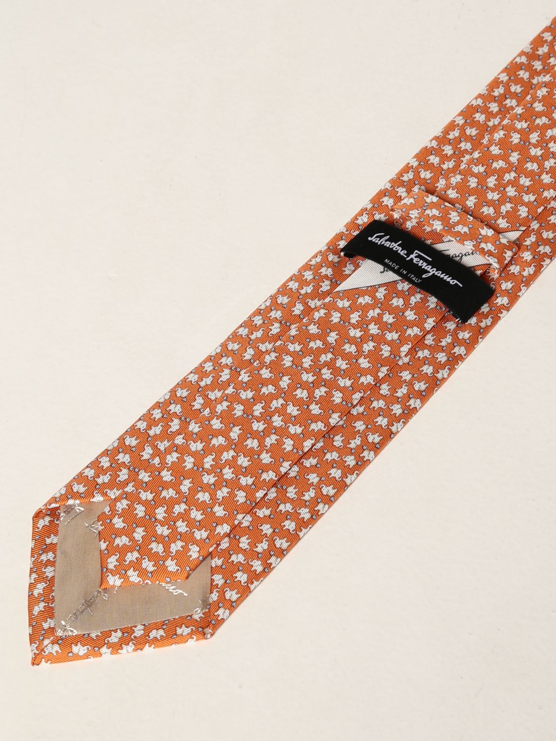 Cravate Salvatore Ferragamo: Cravate Salvatore Ferragamo en soie à motif éléphant orange 2