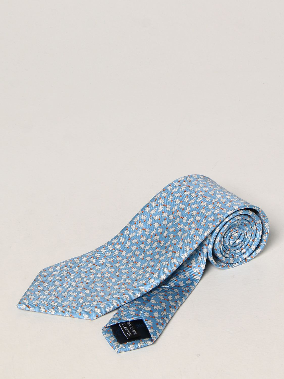 Tie Salvatore Ferragamo: Salvatore Ferragamo silk tie with elephants pattern gnawed blue 1