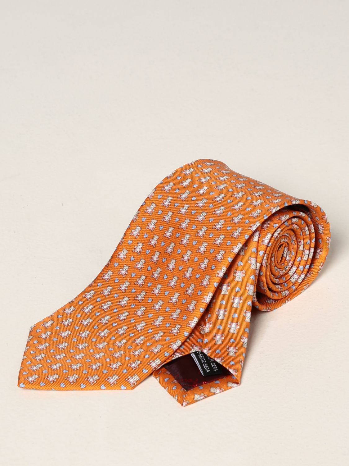 Tie Salvatore Ferragamo: Salvatore Ferragamo silk tie with bears pattern orange 1