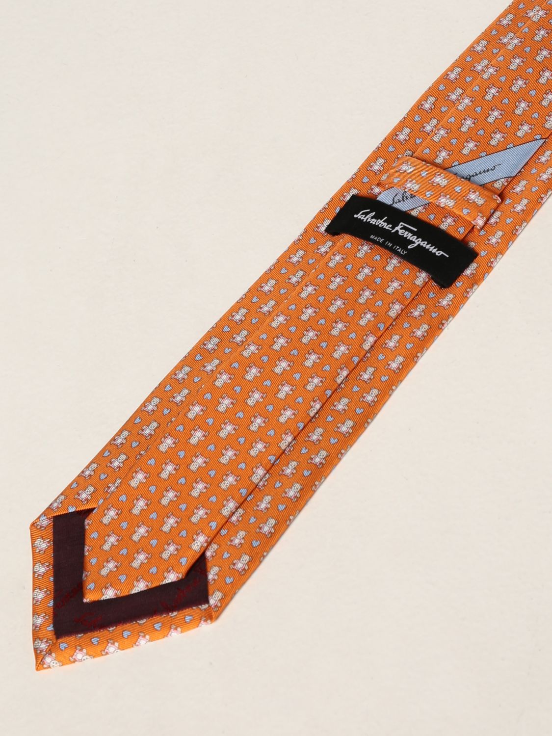 Tie Salvatore Ferragamo: Salvatore Ferragamo silk tie with bears pattern orange 2