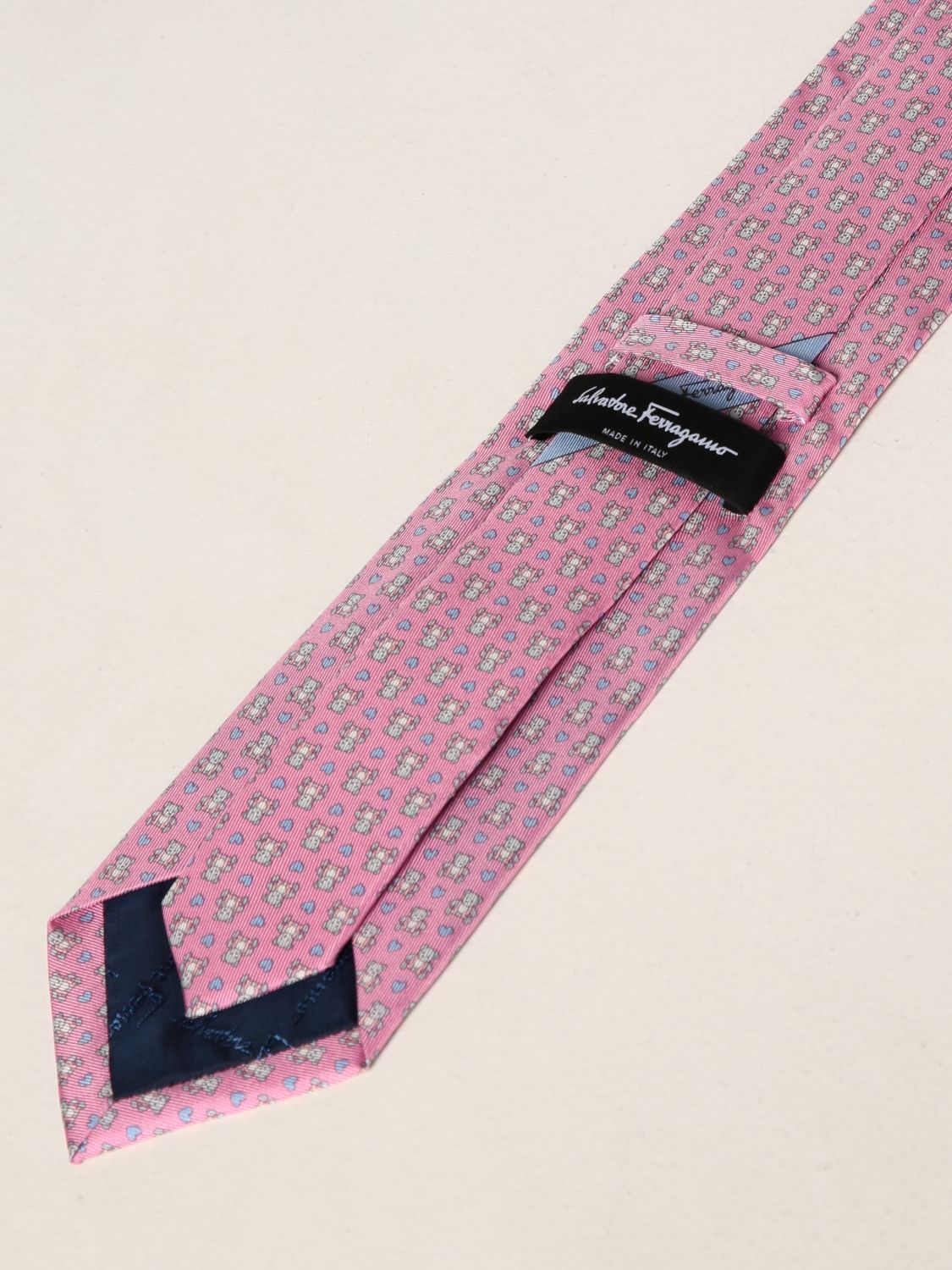 Tie Salvatore Ferragamo: Salvatore Ferragamo silk tie with bears pattern pink 2