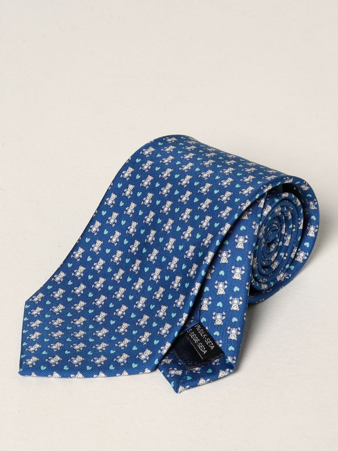 Tie Salvatore Ferragamo: Salvatore Ferragamo silk tie with bears pattern royal blue 1