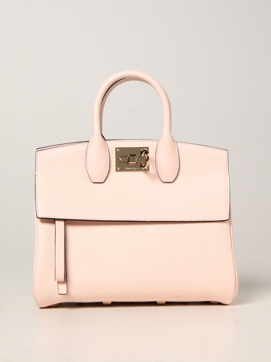 Handbag Salvatore Ferragamo: Salvatore Ferragamo The Studio hammered leather bag pink 1