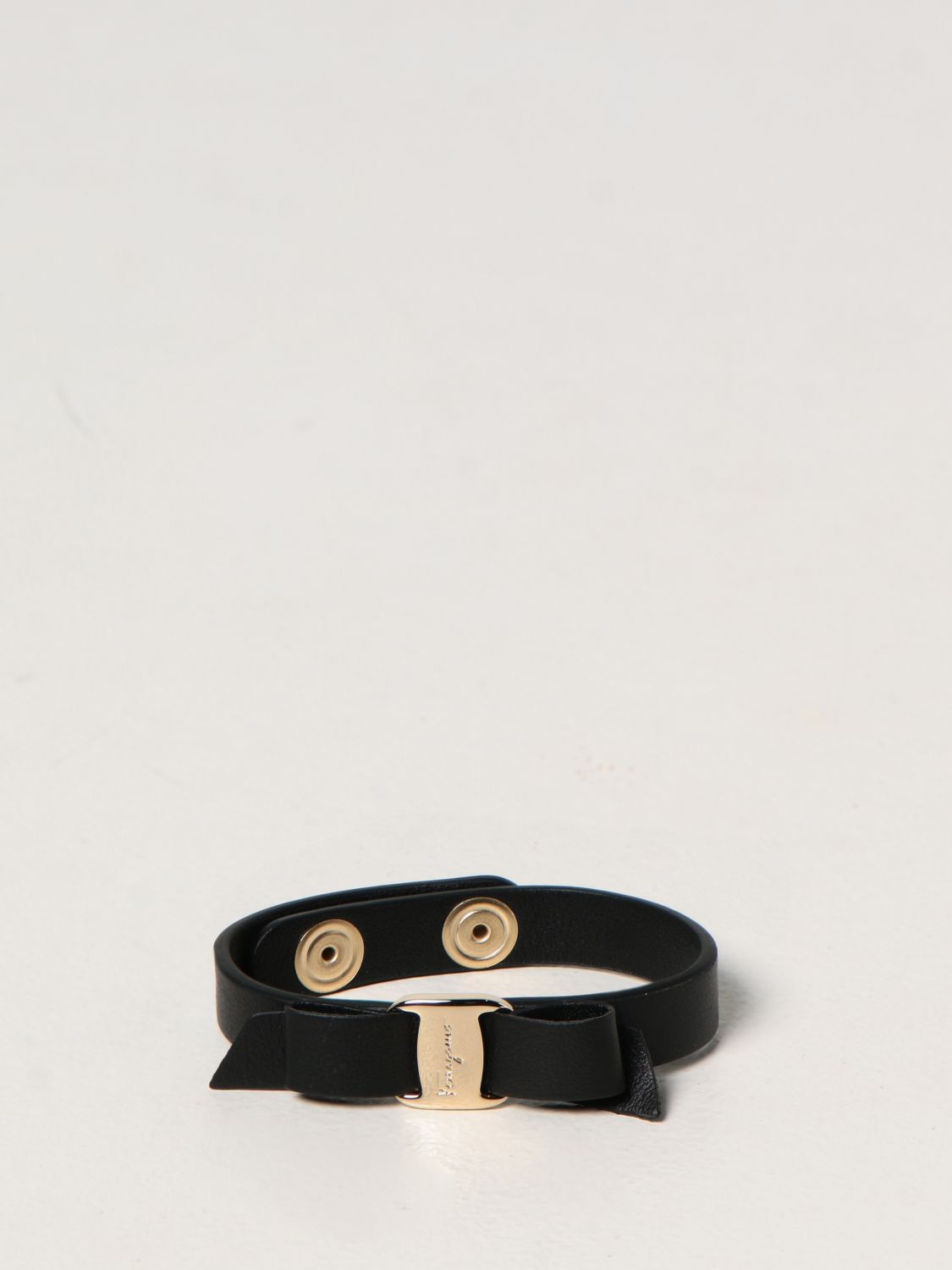 Jewel Salvatore Ferragamo: Salvatore Ferragamo Vara leather bracelet black 1
