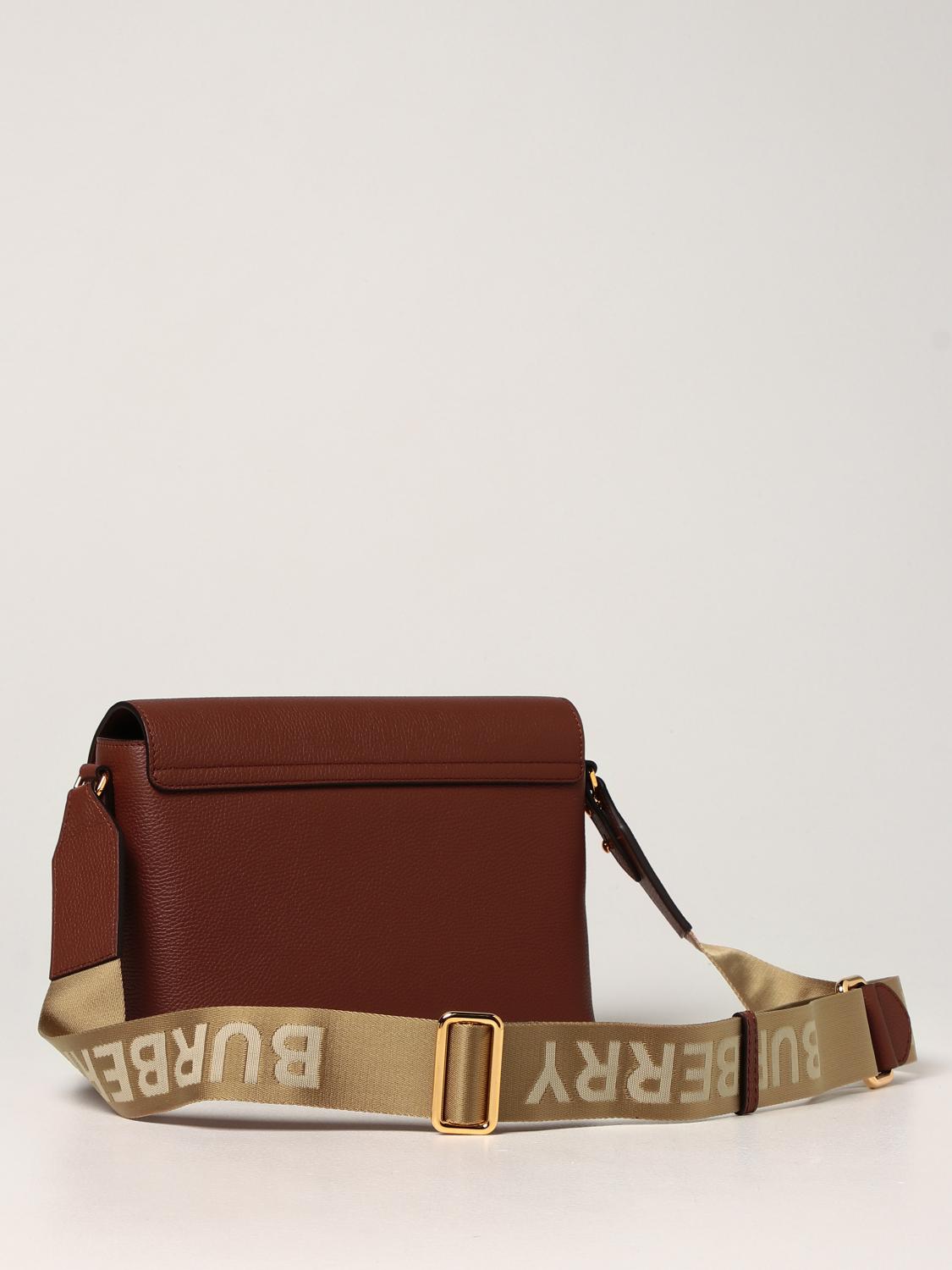 BURBERRY Note leather and check fabric bag Brown Burberry