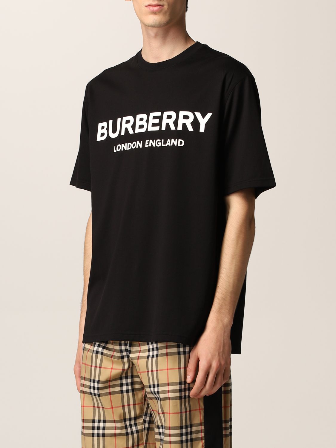 T-shirt con stampaBurberry in Cotone di colore Nero Donna Abbigliamento da T-shirt e top da T-shirt 