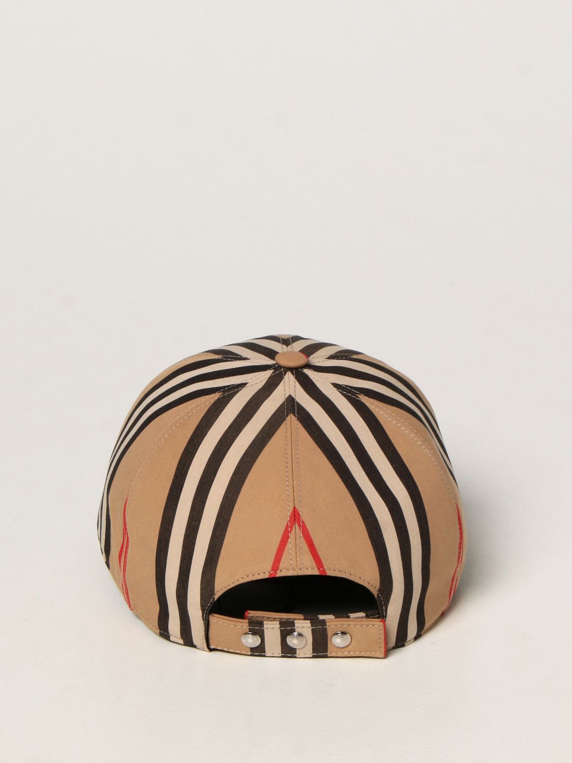 BURBERRY: cotton baseball hat with stripes pattern - Beige | Burberry