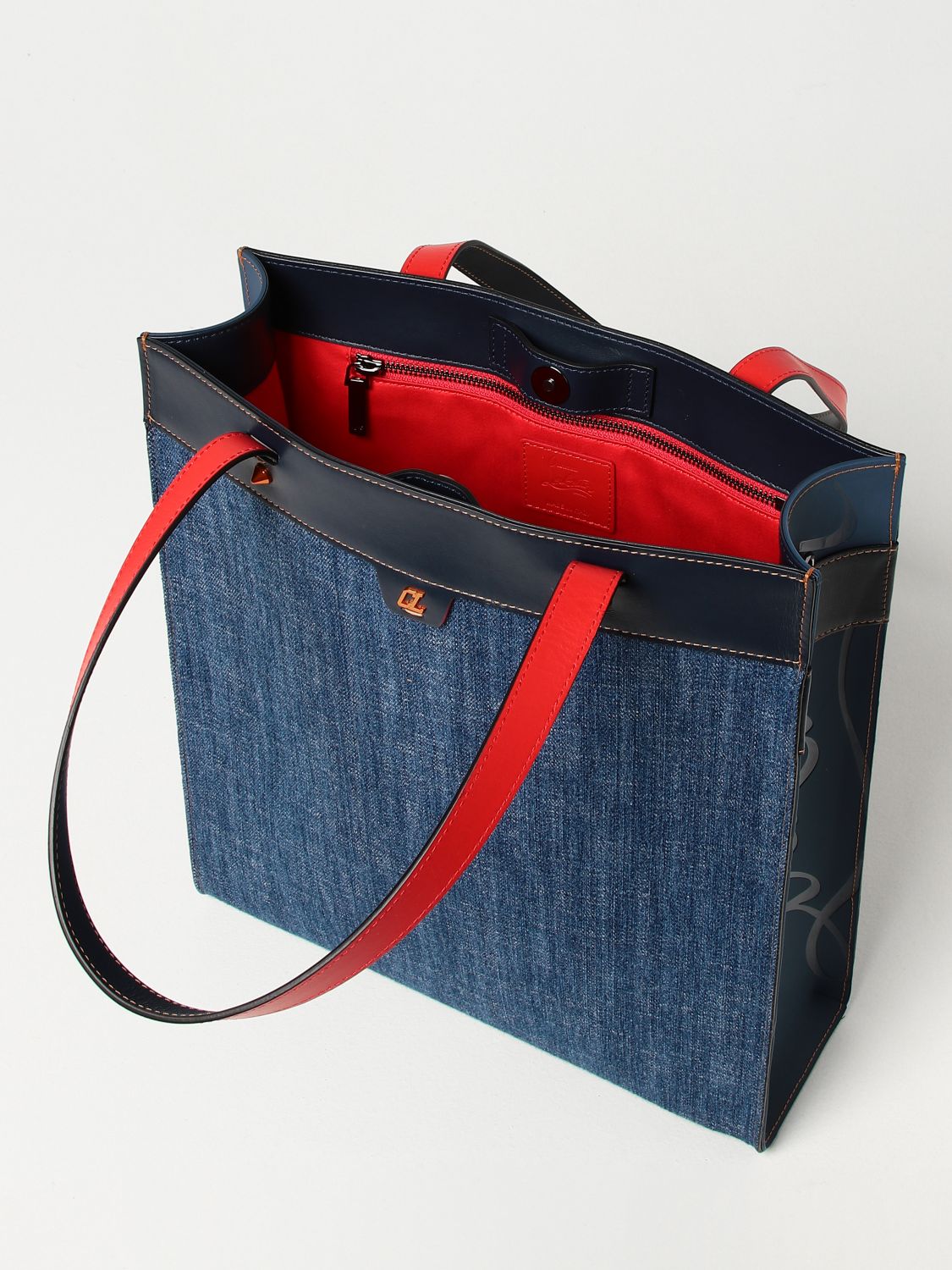 Blue Ruistote denim & leather tote bag, Christian Louboutin