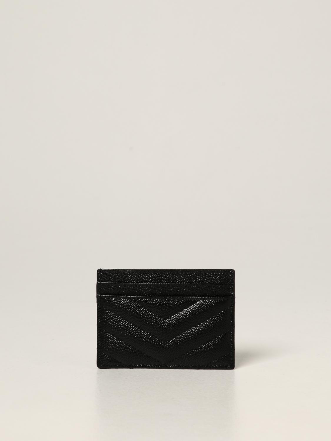 Monogram Quilted Leather Card Holder in Black - Saint Laurent