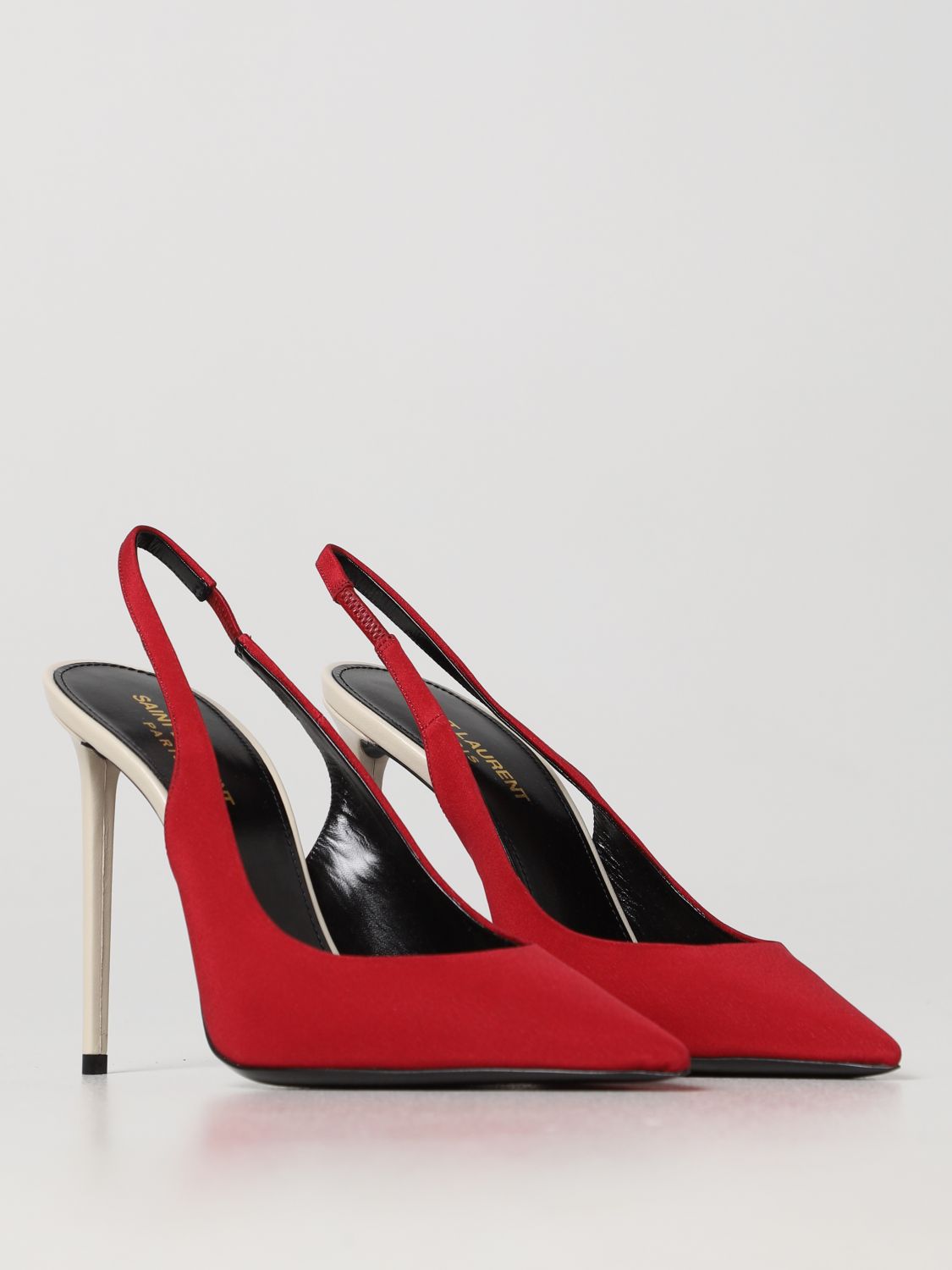 Salones Frida destalonados de piel Saint Laurent de Cuero de color Rojo Mujer Zapatos de Tacones de Zapatos de salón 