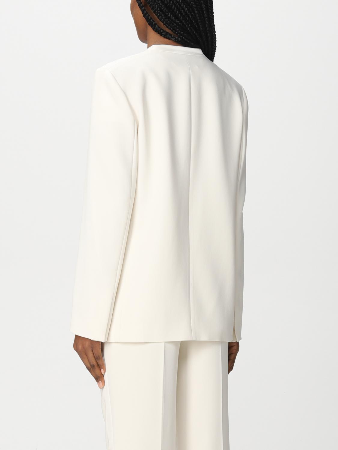 theory collarless blazer in good linen