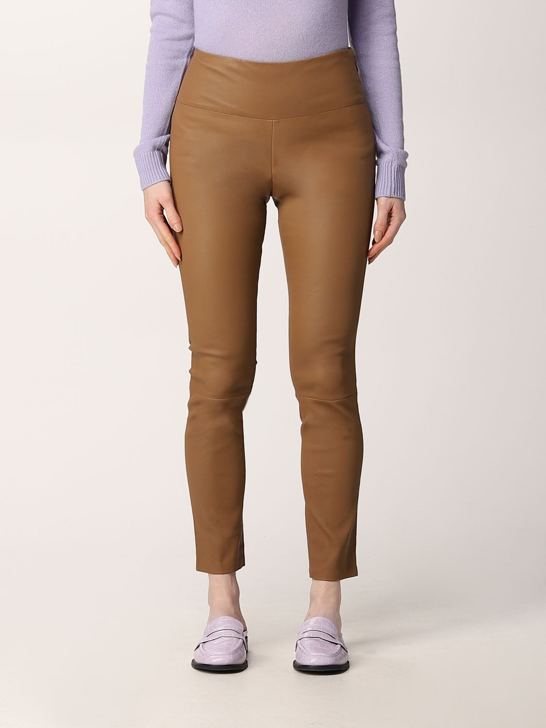 Giglio.com Donna Abbigliamento Pantaloni e jeans Pantaloni Pantaloni di pelle Pantalone cropped in pelle dagnello 