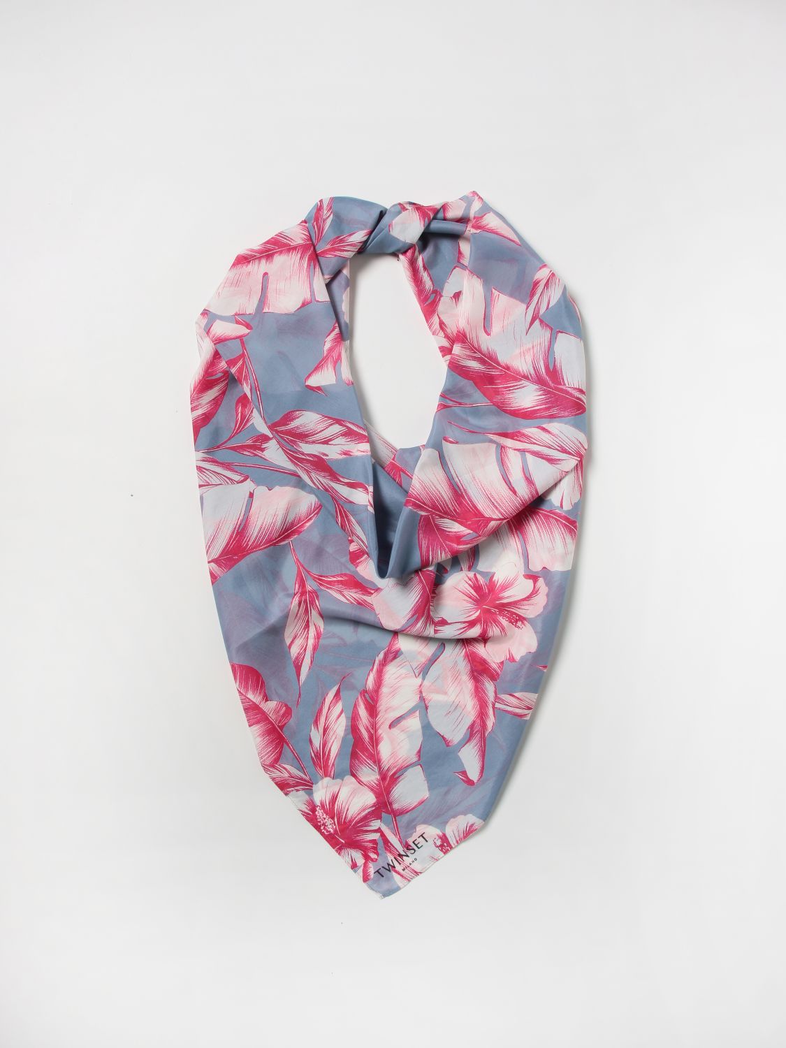 Neckerchief Twinset: Twinset stole with floral pattern gnawed blue 2