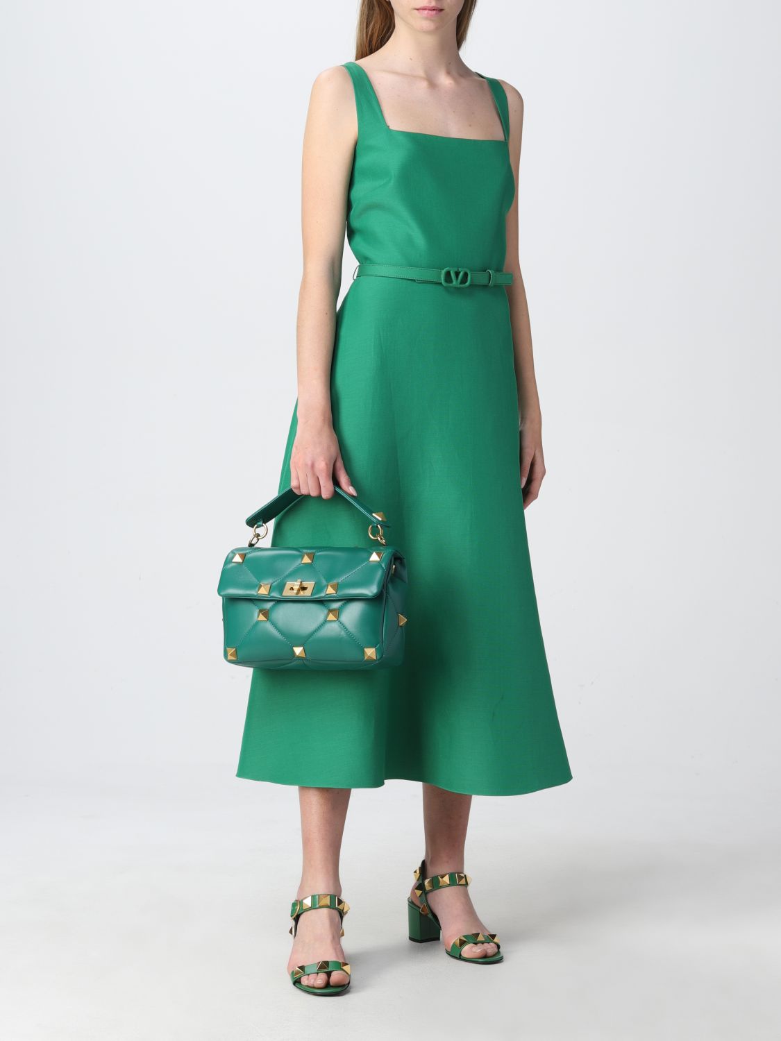 valentino roman stud bag green