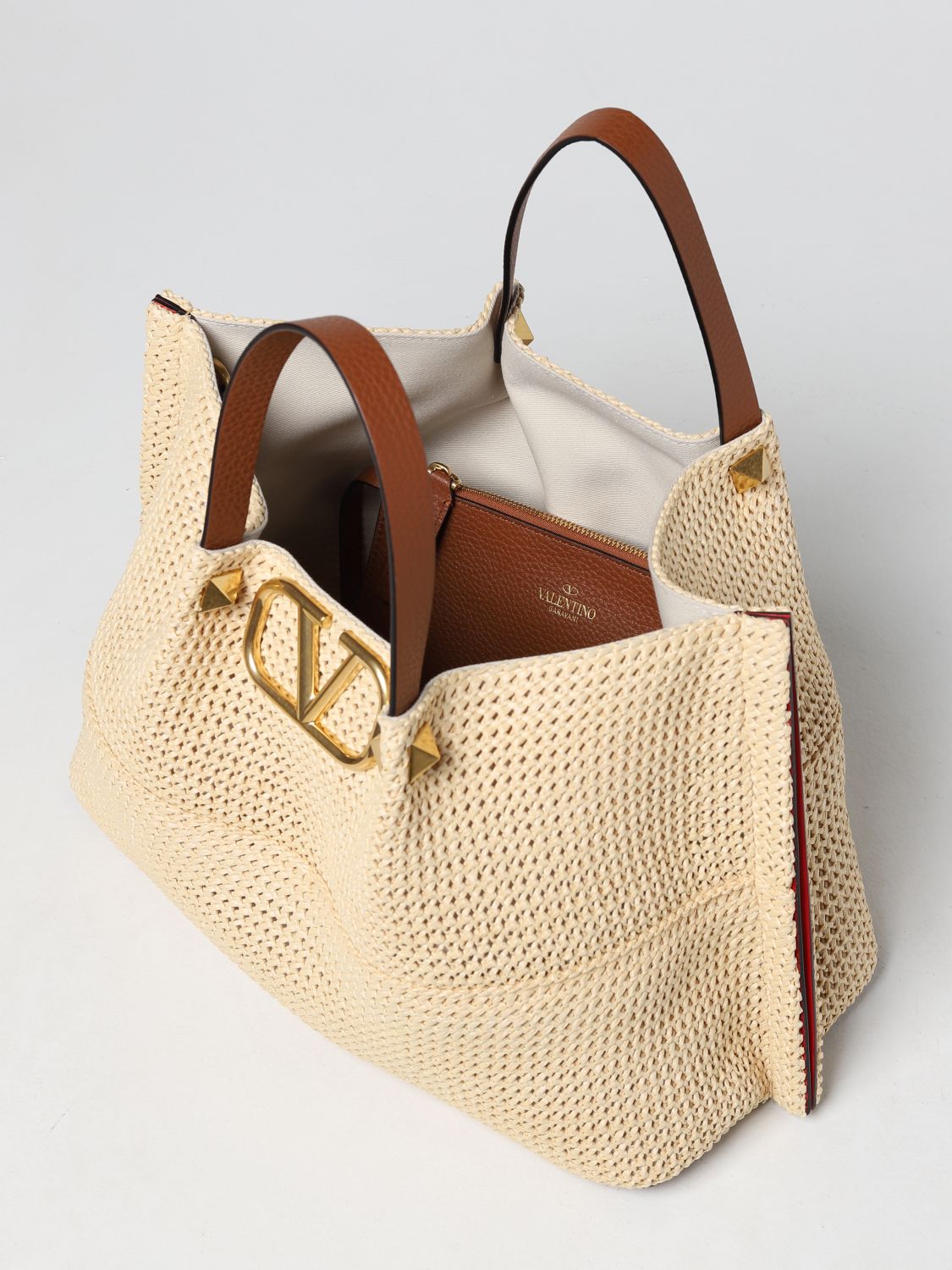 valentino raffia bucket bag