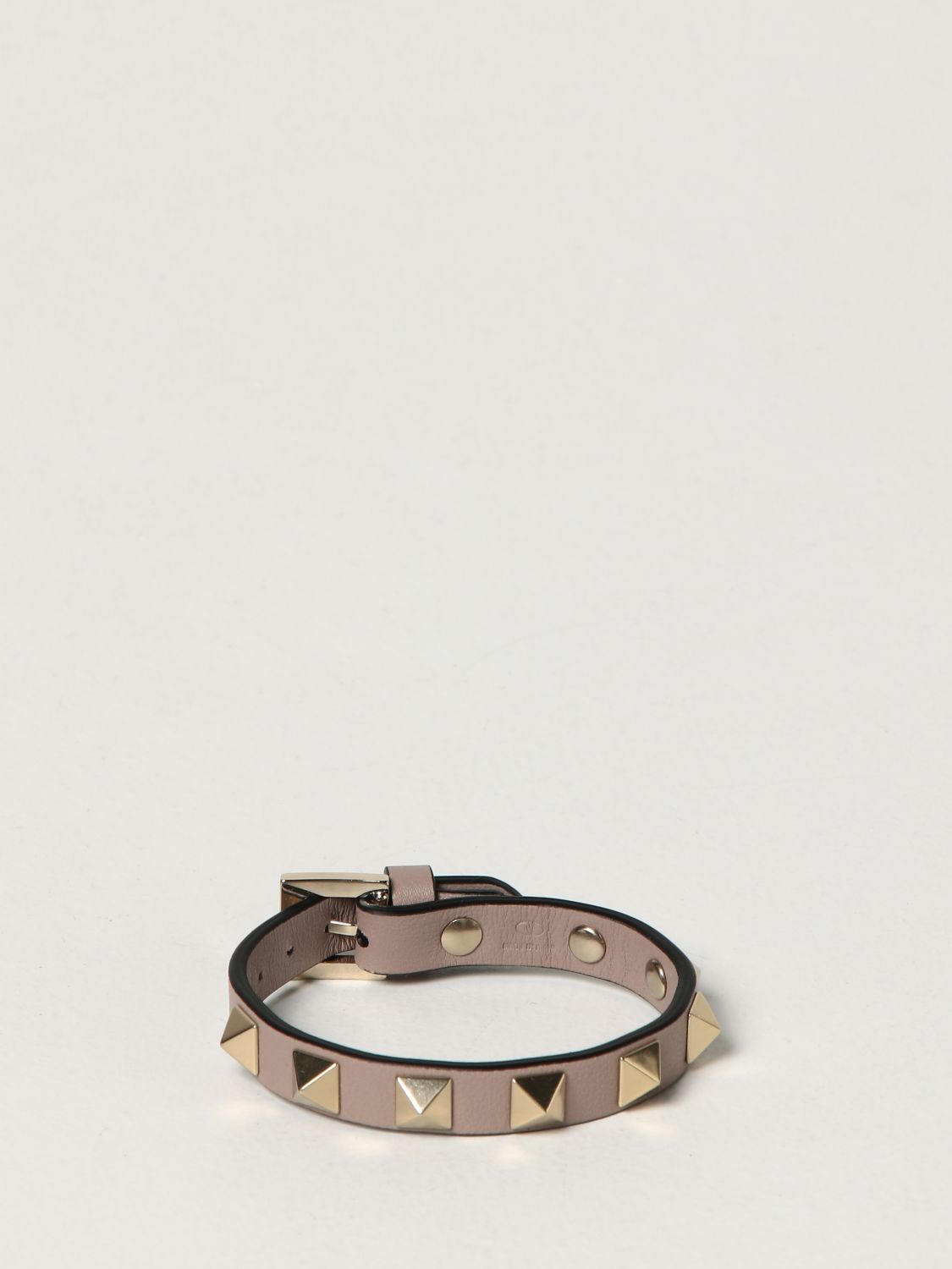 VALENTINO GARAVANI: leather bracelet with studs - Blush Pink | Valentino Garavani jewel XW2J0255VIT online on