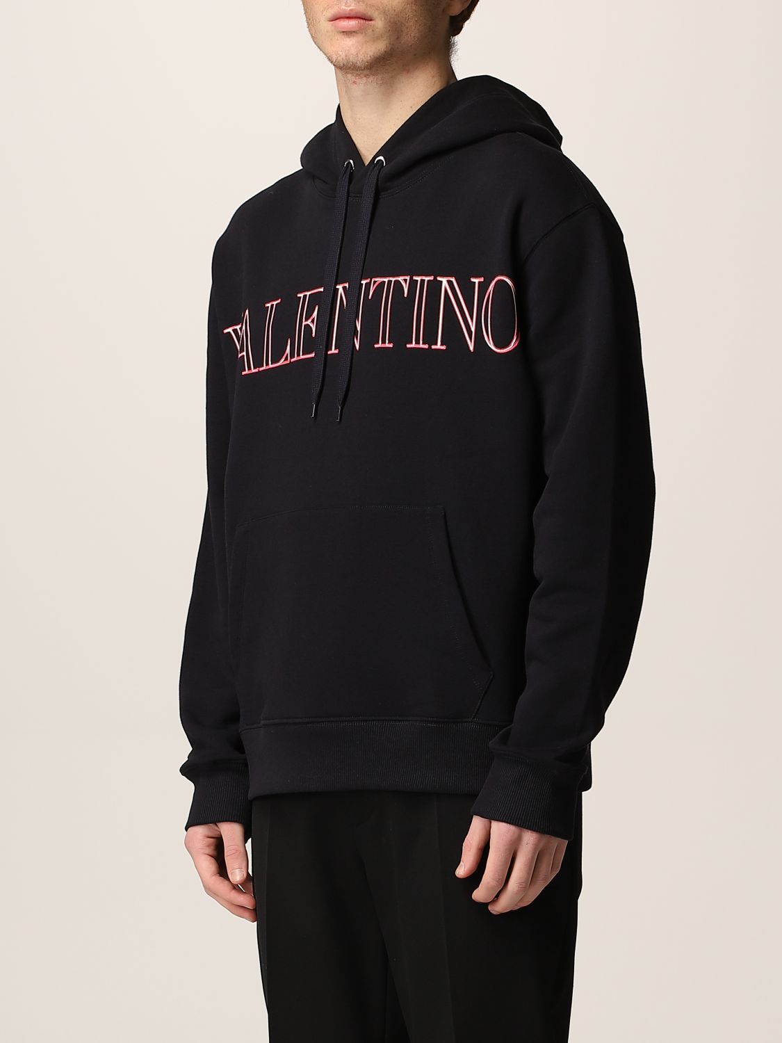 VALENTINO: Neon Universe hoodie with logo - Navy | Valentino sweatshirt ...