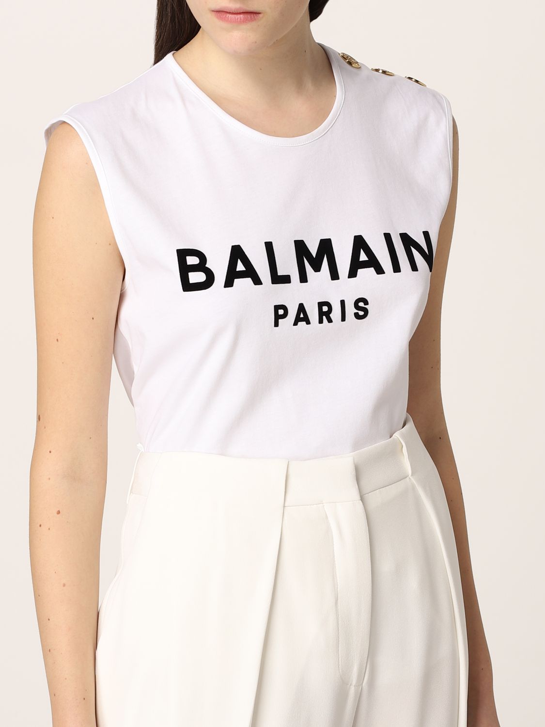 BALMAIN: T-shirt women - White | Balmain t-shirt XF1EB005BB37 