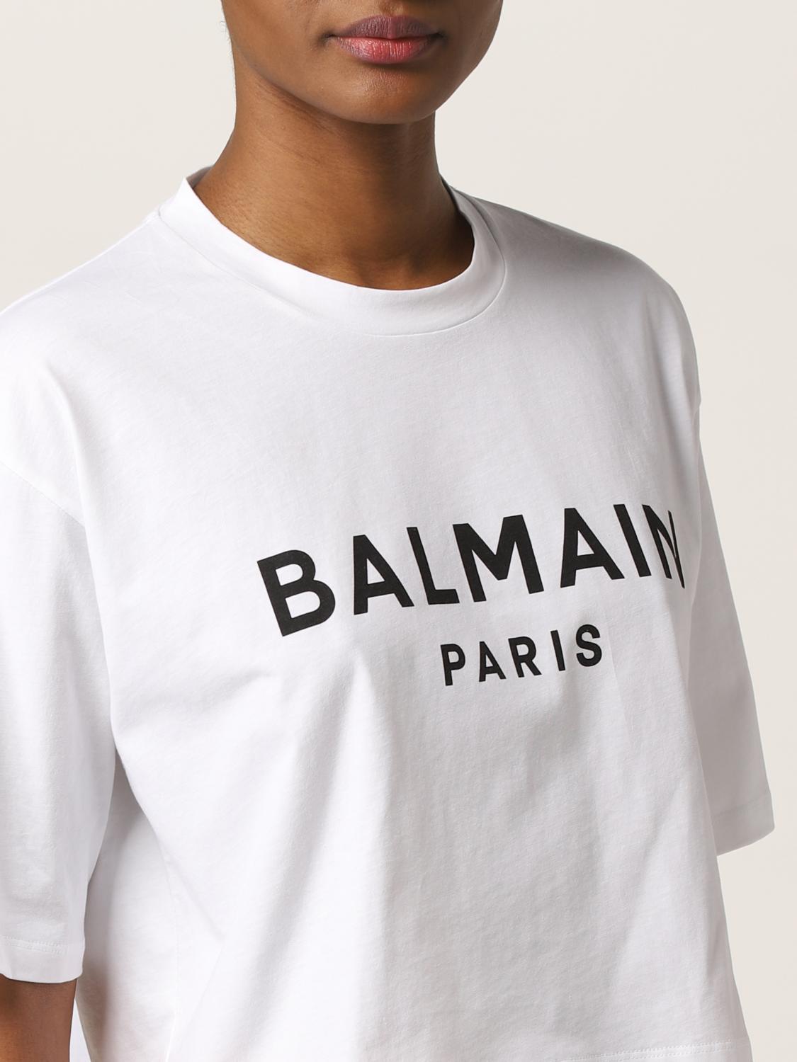 BALMAIN: cotton t-shirt with logo - White | Balmain t-shirt BALMAIN: cotton t-shirt with logo - White | Balmain t-shirt