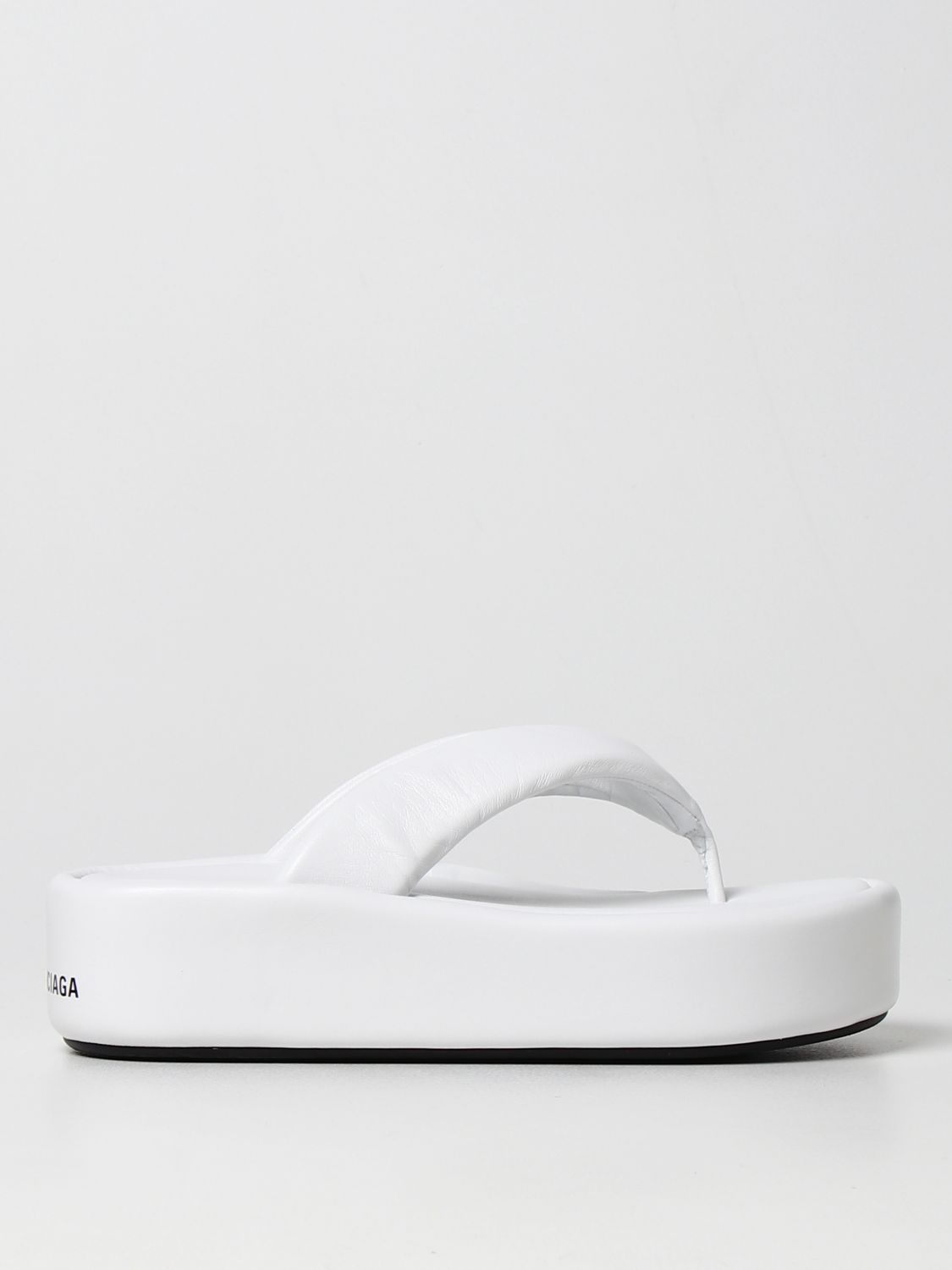 Balenciaga Rise Thong Sandal In Nappa Leather In White | ModeSens