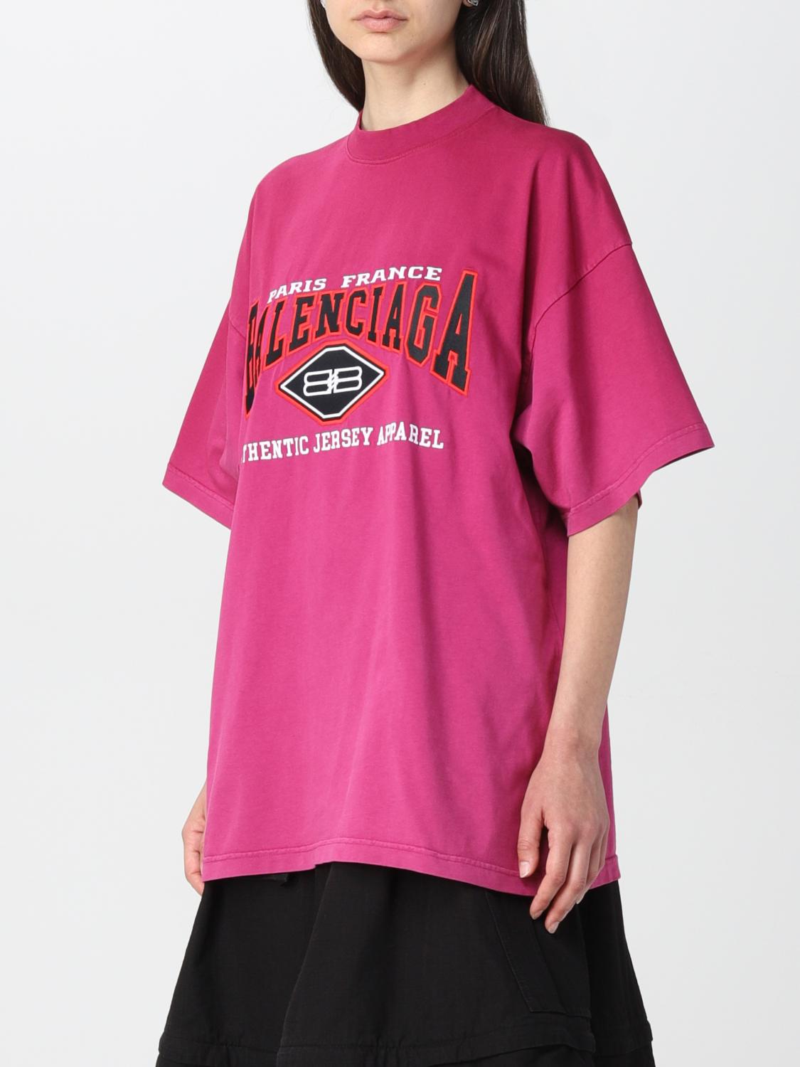 Balenciaga Distressed Logo-Print T-Shirt in Pink Cotton ref.687574 - Joli  Closet