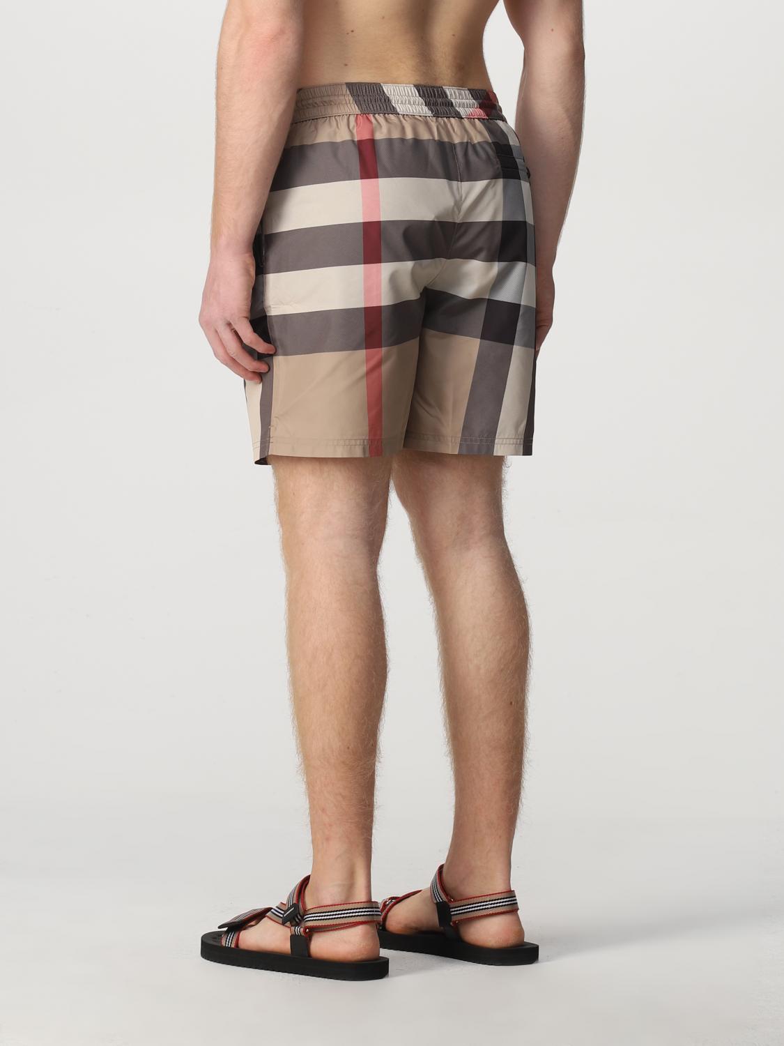 BURBERRY check technical fabric swim shorts Beige Burberry