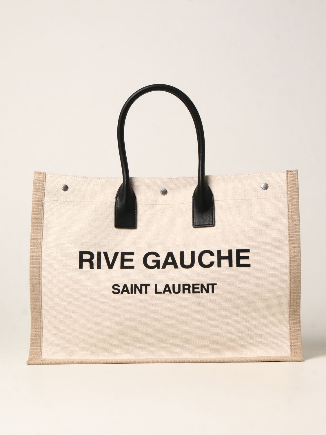 Rive Gauche Small Canvas Tote Bag In Beige