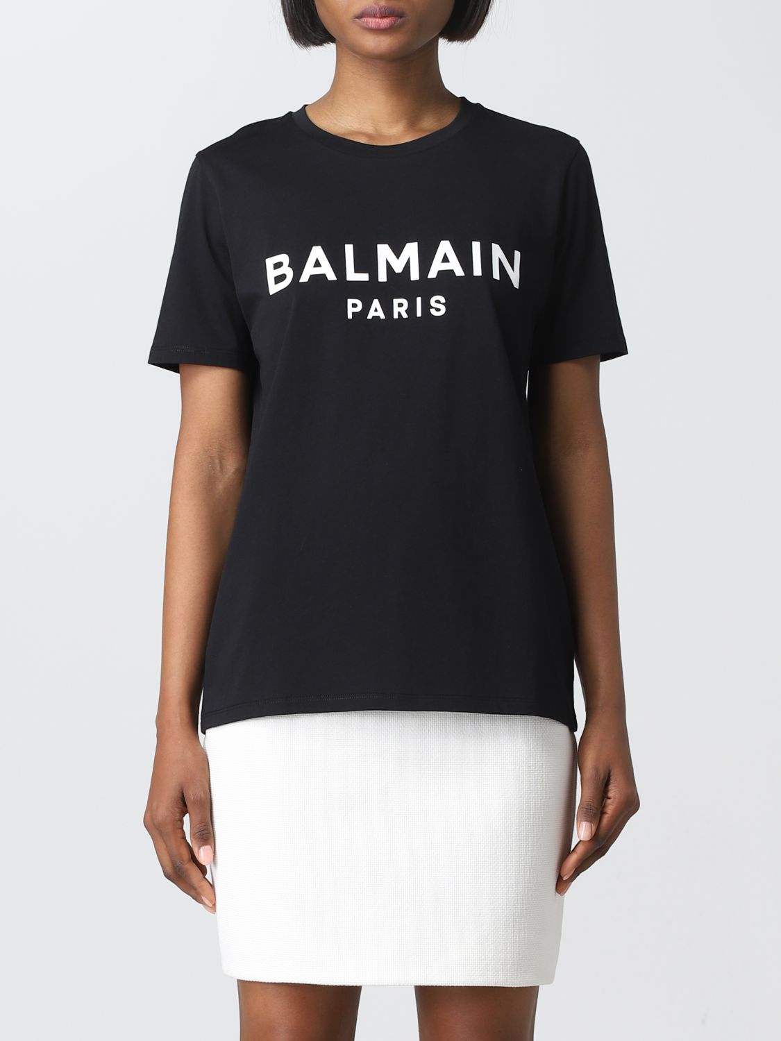 BALMAIN: T-shirt women - Black | Balmain t-shirt XF0EF000BB02 online on ...