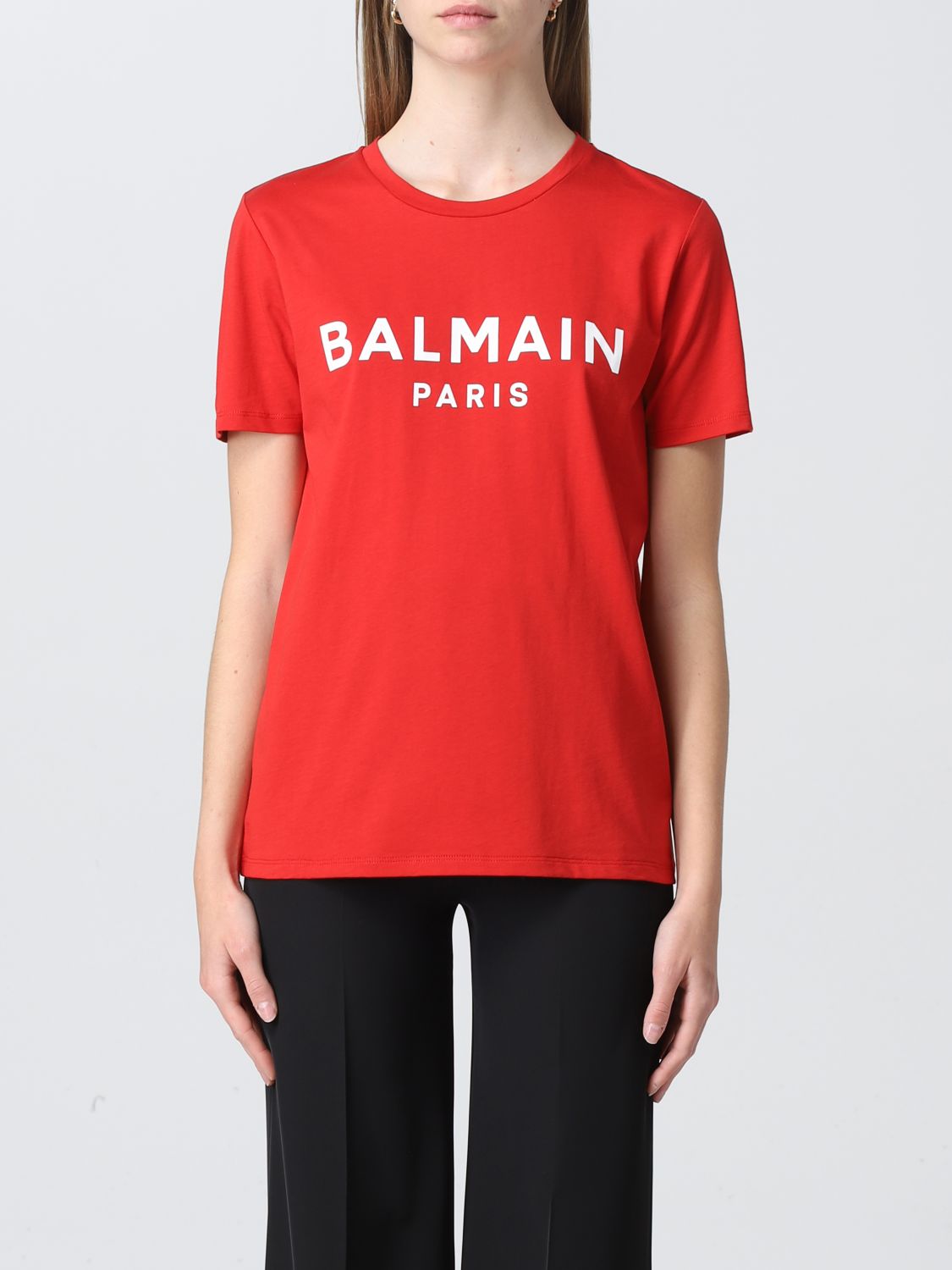 BALMAIN: T-shirt women | T-Shirt Balmain Women Red | T-Shirt Balmain ...