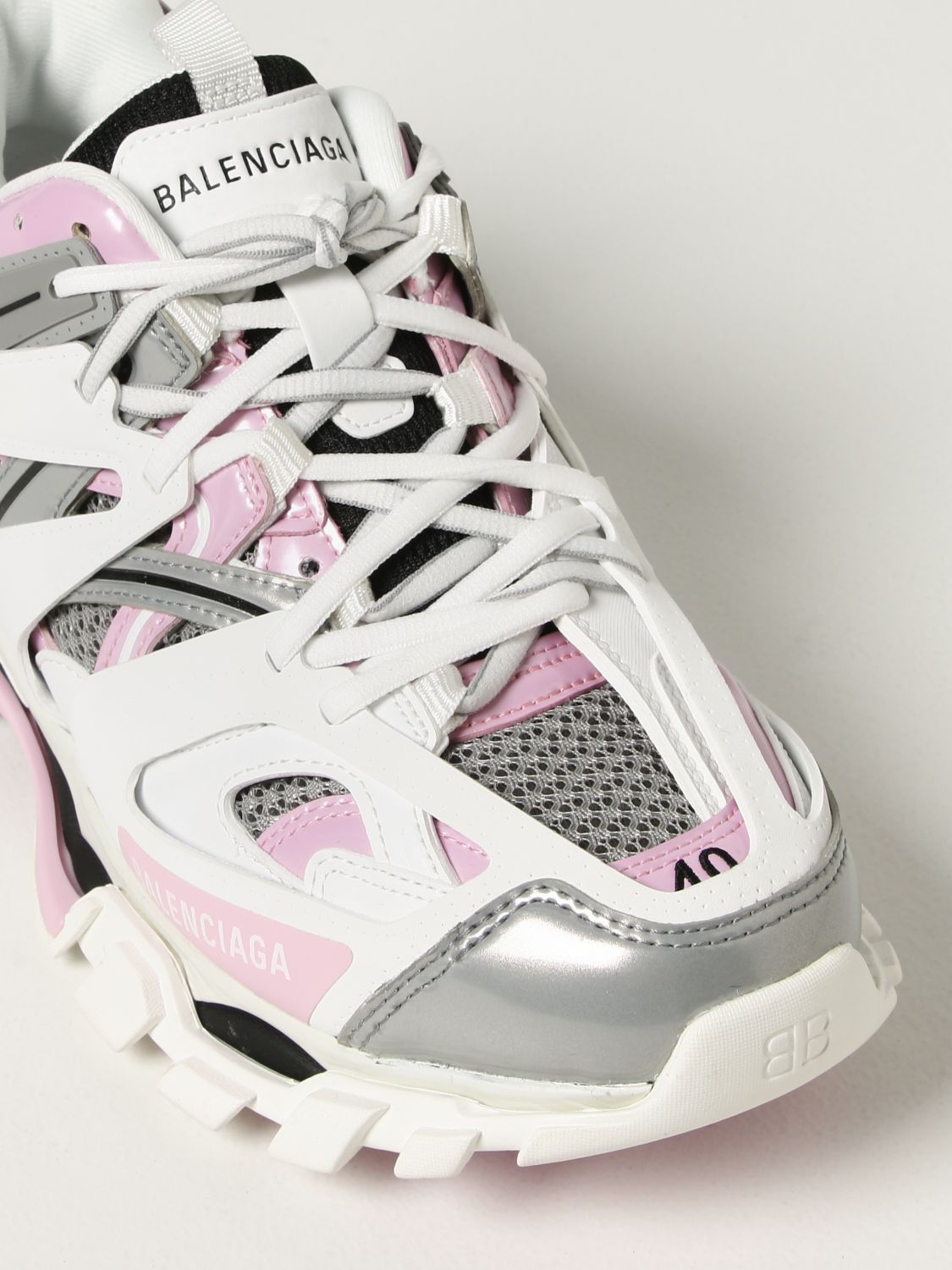 BALENCIAGA: Track trainers in mesh and synthetic leather - Pink ...