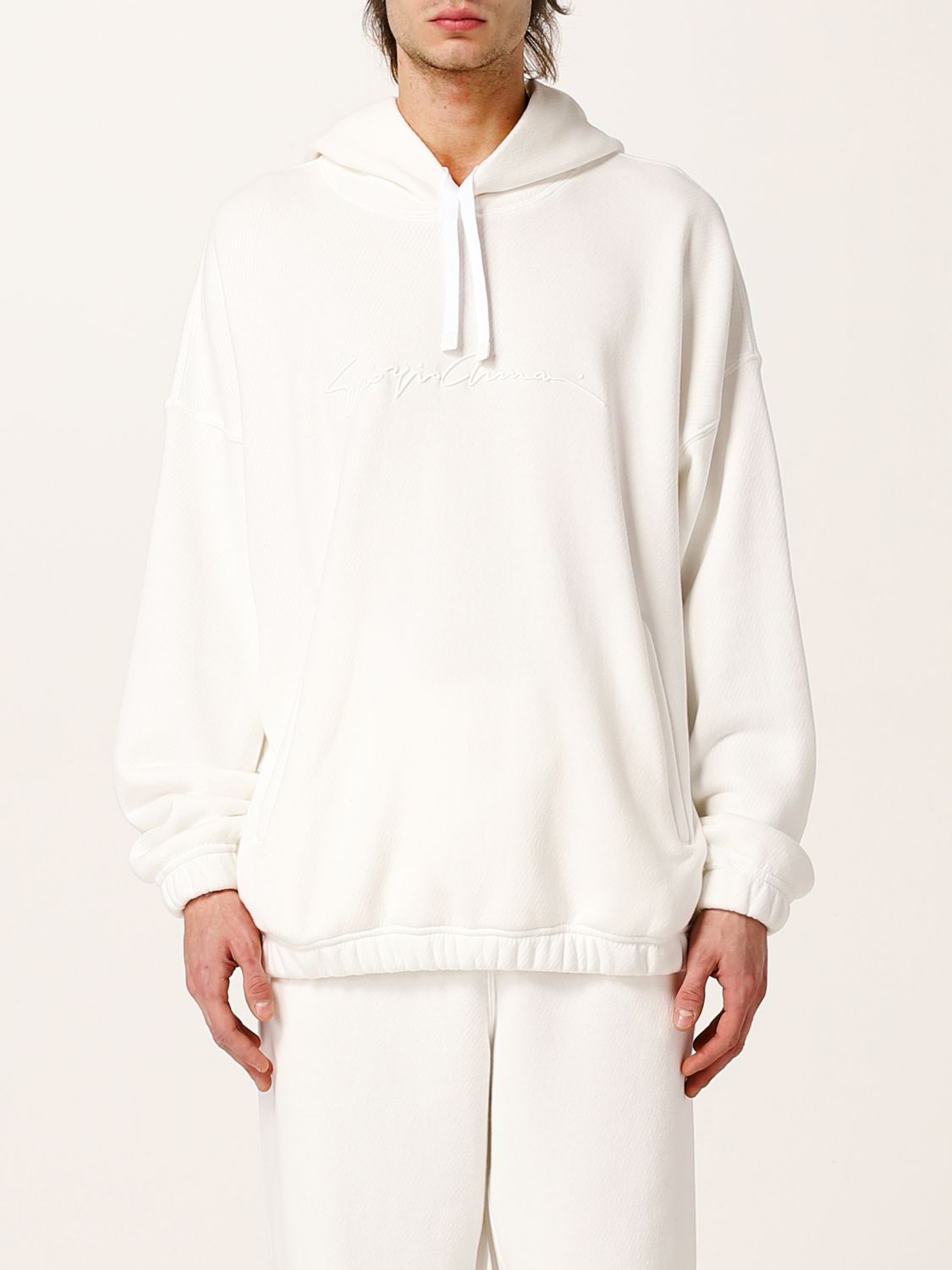 Sweatshirt Giorgio Armani: Giorgio Armani cotton sweatshirt with embroidered logo white 1