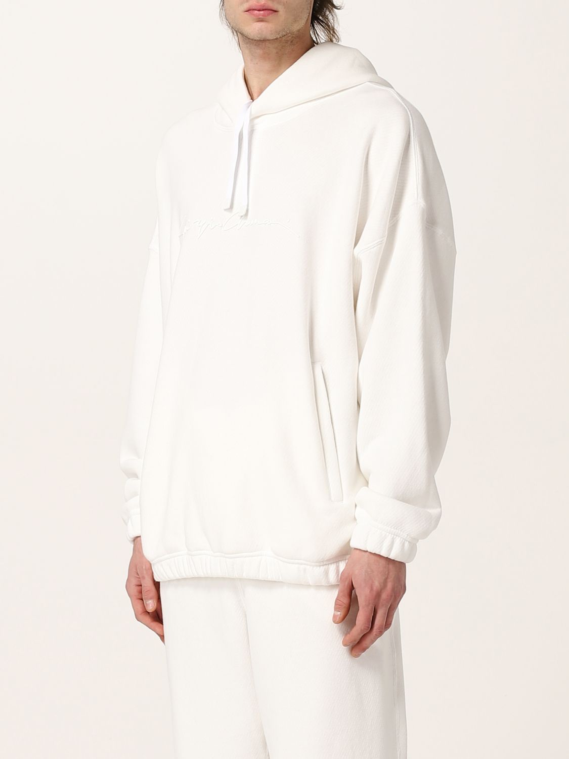 Sweatshirt Giorgio Armani: Giorgio Armani cotton sweatshirt with embroidered logo white 4