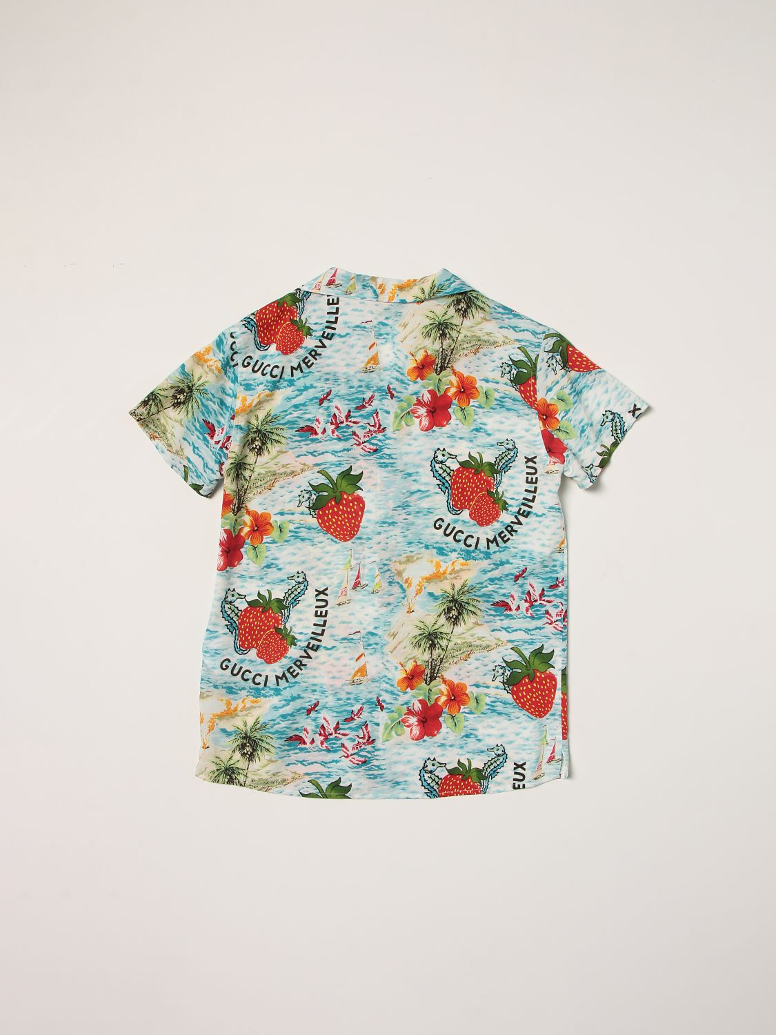 Shirt Gucci: Gucci strawberry print shirt gnawed blue 2